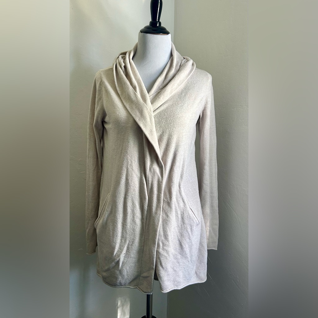 Barefoot Dreams Cozy Chic Ultra Lite Hooded Open Cardigan Sweater With Pockets